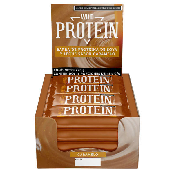 Wild Protein Barra de Proteína 45gr Caramelo c/16 pz