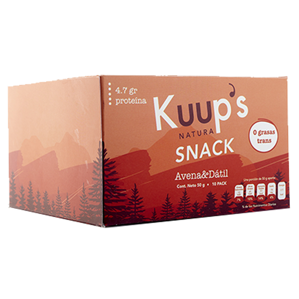 Kuups Barra Snack Avena Datil 50gr c/10 pz