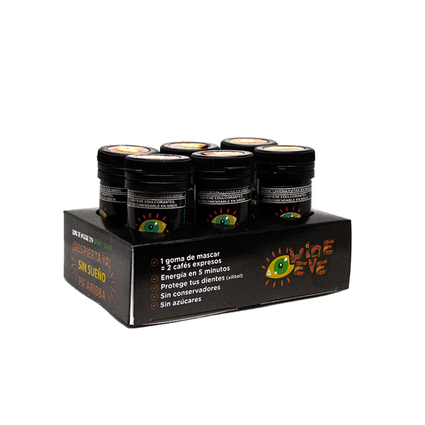 Wide Eye Goma de Mascar con cafeina 12gr c/6 pz